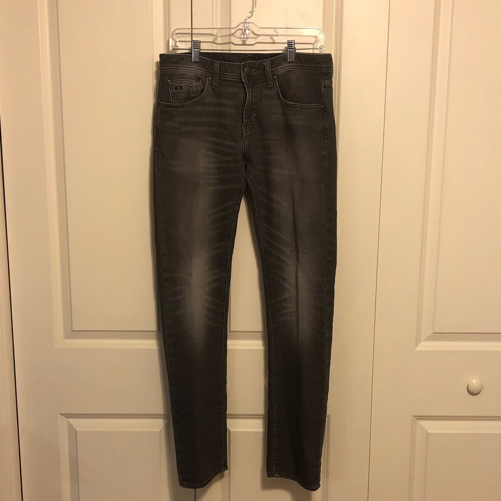Armani Exchange Men’s Skinny Jeans in Washed Gray